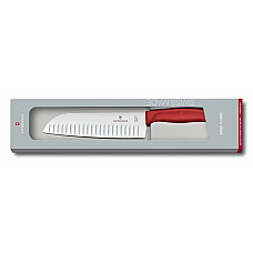 Кухонний ніж Victorinox SwissClassic Santoku, 17 см, з черв. ручкою, у подарунковому пакуванні