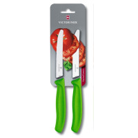 Кухонный нож Викторинокс SwissClassic Tomato&Sausage лезвие 11см мин. из зел. ручкой 2шт (блистер)