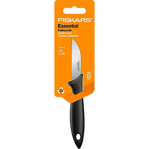 Кухонный нож Fiskars Essential Black для чистки овощей, 7 см, с черной ручкой (1065580)