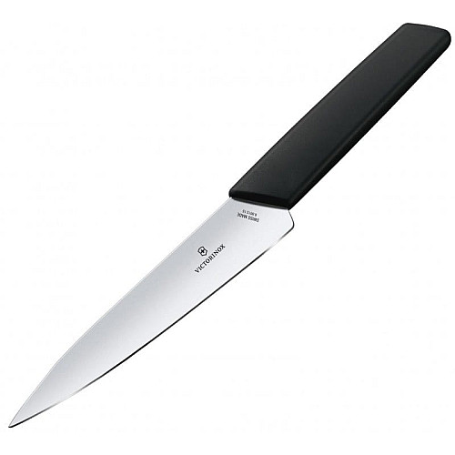 Кухонный нож Victorinox Swiss Modern Kitchen, 15 см, черный. ручкой, блистер