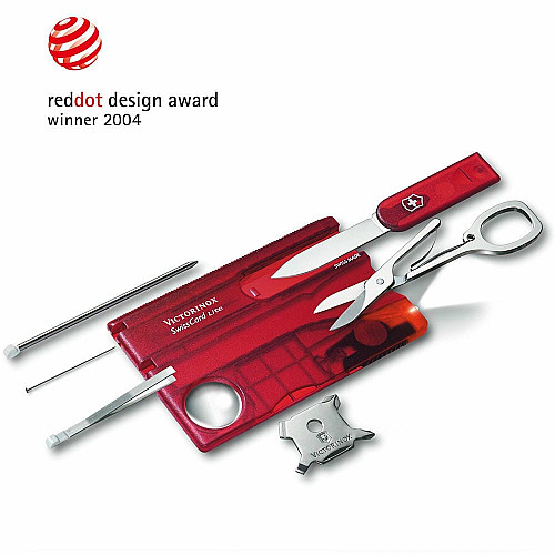 Набір Victorinox Swisscard Lite 82х54х4мм/13функ/прозорий червоний