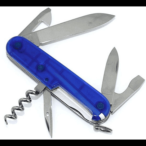 Ніж Victorinox Spartan 91мм/12функ/прозорий синій
