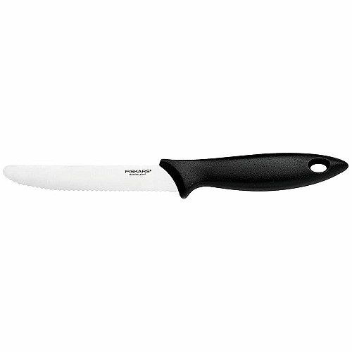 Кухонный нож Fiskars Essential Black для томатов, 12 см, с чер.ручкой (1065569)