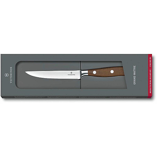 Кухонный нож Victorinox Grand Maitre Wood Steak, 12 см, из деревьев. ручкой, в подарочной упаковке