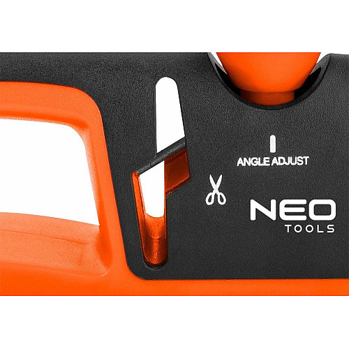 Точилка для ножей и ножниц Neo Tools, 77х290х47мм, 3 этапа заточки, алмаз, карбид вольфрама и керамика, регулировка угла заточки, ABS-пластик и TPR г