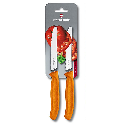 Кухонный нож Victorinox SwissClassic Tomato&Sausage Vx6.7836.L119B, 11 см, с помар. ручкой, 2 шт (блистер)