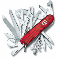 Нож Victorinox Swisschamp 91мм/33функ/прозрачный красный