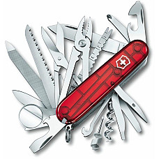 Нож Victorinox Swisschamp 91мм/33функ/прозрачный красный