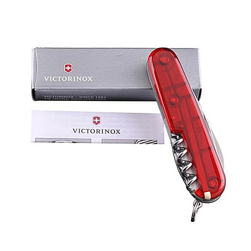 Ніж Victorinox Spartan 91мм/12функ/прозорий червоний