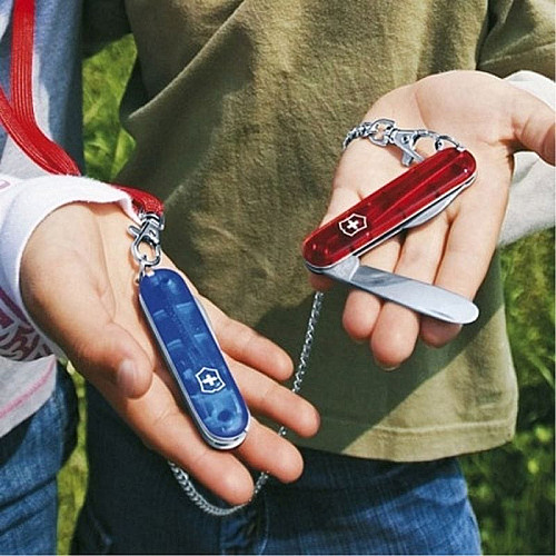 Нож Victorinox My First 84мм/9функ/прозрачный синий + цепь.41815+шнурок 4187