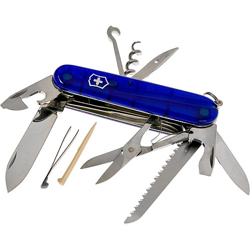 Ніж Victorinox Huntsman 91мм/15функ/прозорий синій