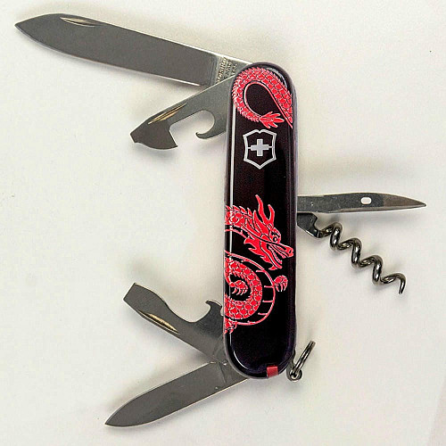 Нож Victorinox Spartan Zodiac 91мм/12функ/красный дракон/черный