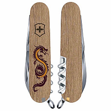 Ніж Victorinox Spartan Zodiac 91мм/12функ/3D Дерев'яний дракон/бежевий