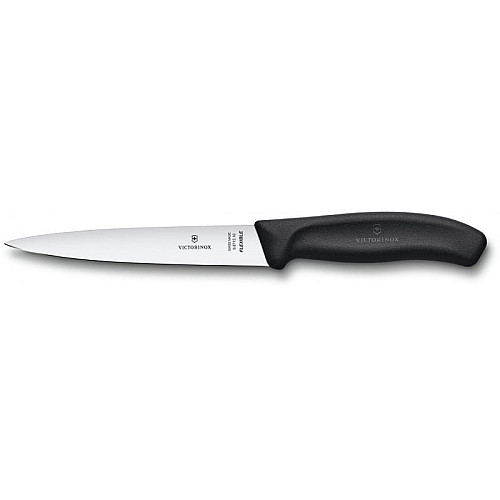 Кухонный нож Victorinox SwissClassic Filleting Flex, 16 см, гибкий, черный. ручкой, блистер