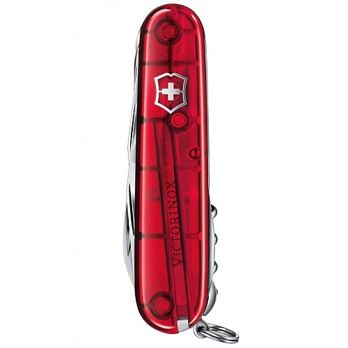 Ніж Victorinox Huntsman 91мм/15функ/прозорий червоний