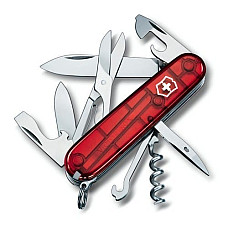 Ніж Victorinox Climber 91мм/14функ/прозорий червоний