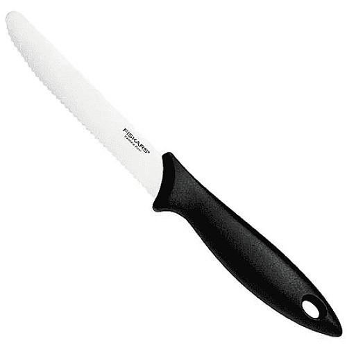 Кухонный нож Fiskars Essential Black для томатов, 12 см, с чер.ручкой (1065569)