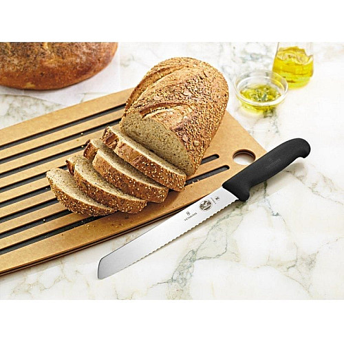 Кухонный нож Victorinox Fibrox Bread для хлеба, 21 см, черный. ручкой