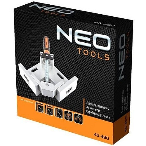 Струбцина Neo Tools, угловая, алюминиевая, направляющая 95мм, 70х70мм