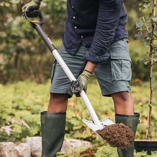 Лопата Fiskars Xact із закругленим лезом телескопічна (1066732)