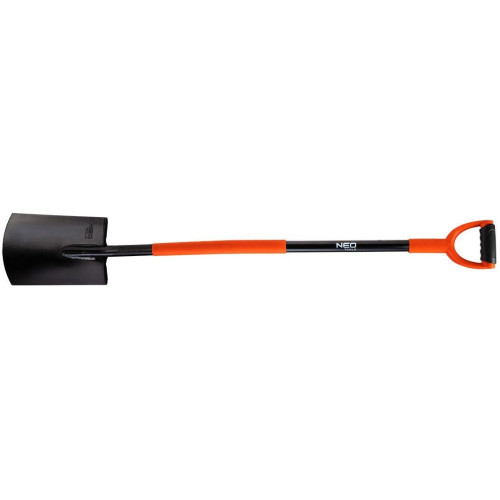 Лопата штикова Neo Tools пряма, руків'я металеве D-подібне, 125см, 2.12кг