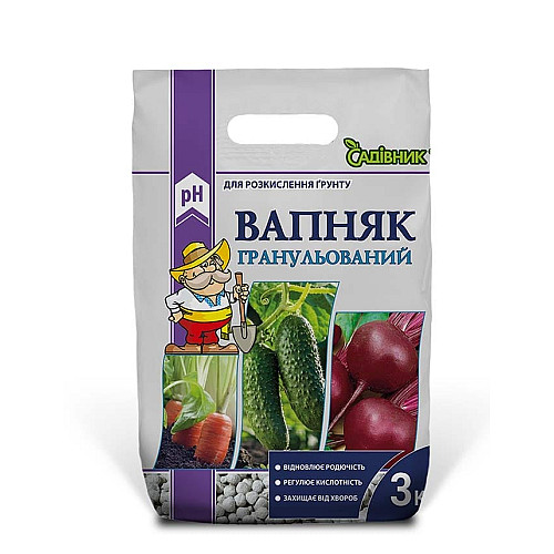 Известняк гранулированный (раскислитель грунта) Садовник 3 кг
