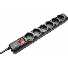 Мережевий фільтр Trust Surge Guard 6XSchuko,3G*1.5мм2, 1.8м, чорний