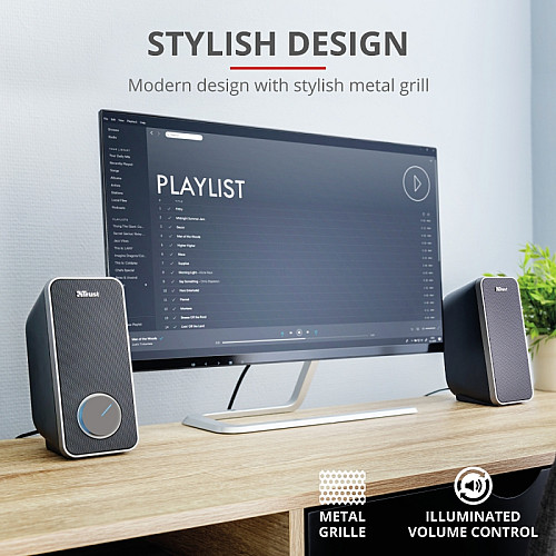 Акустична система Trust Arys 2.0, 14Вт, USB/AUX, чорний