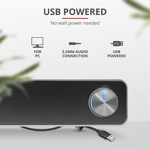 Акустична система Trust Arys Саундбар, USB/AUX, чорний