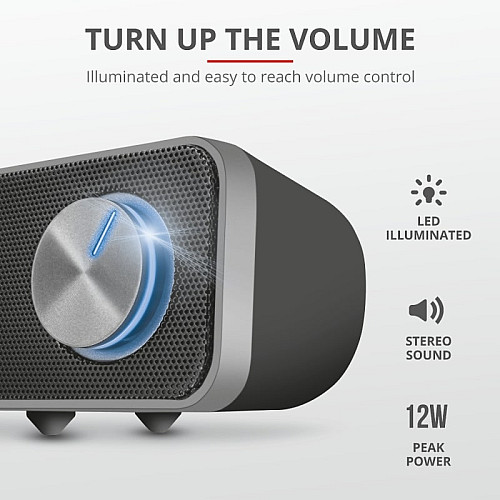 Акустична система Trust Arys Саундбар, USB/AUX, чорний