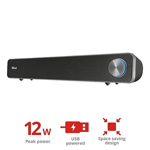 Акустична система Trust Arys Саундбар, USB/AUX, чорний