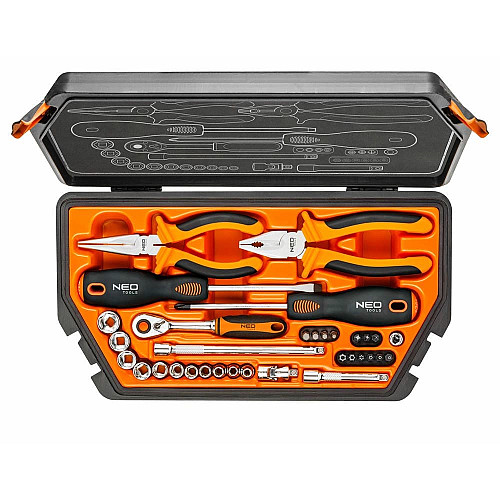 Набір інструментів Neo Tools, 33шт, універсальний, CrV та S2