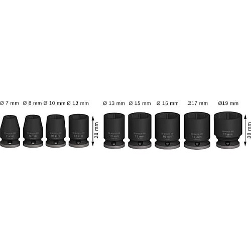 Набор ударных торцевых головок Bosch Professional Standart 9шт 3/8
