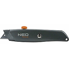 Ніж будівельний трапецевидний складаний Neo Tools, 18мм, корпус металевий, 155мм