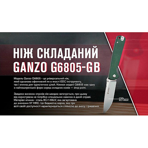 Ніж складаний Ganzo G6805-GB синьо-зелений
