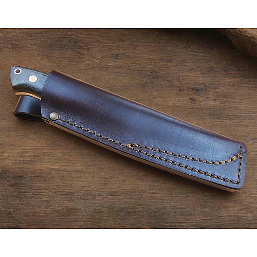Нож Trapper 115, (ELMAX 115х26х3,5мм, 60HRC) чехол - кожа, рукоятка - Micarta, BRISA