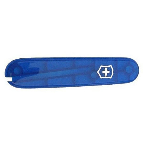 Накладка на ніж Victorinox передня, з логотипом,  91 мм, прозора синя