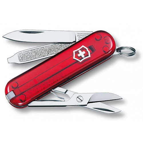 Накладка на ніж Victorinox передня, з логотипом,  58 мм, прозора червона