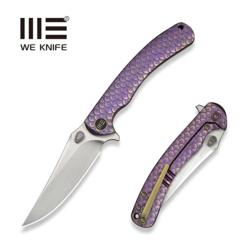 Ніж складаний туристичний Weknife Dracarys, (9.1 см) Böhler M390 / титан 6AL4V фіолетовий/золотий