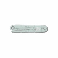 Накладка на ніж Victorinox передня, з логотипом,  91 мм, прозора срібляста