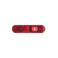 Накладка на ніж Victorinox передня, з логотипом та ліхтариком, 58 мм, прозора червона