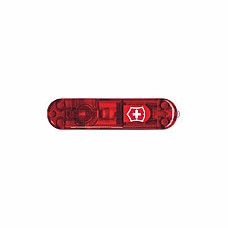 Накладка на ніж Victorinox передня, з логотипом та ліхтариком, 58 мм, прозора червона
