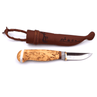 Нож LAPPI Puukko 62, 80CrV2 62x18x3.2, рукоять - карельская береза, чехол - кожа (14210)