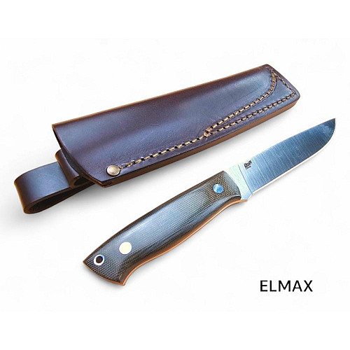 Нож Trapper 115, (ELMAX 115х26х3,5мм, 60HRC) чехол - кожа, рукоятка - Micarta, BRISA