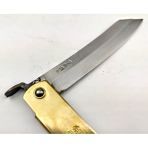 Нож складной Higonokami 120 mm, Aogami сталь, рукоятка - латунь, Honmamon (1115373)