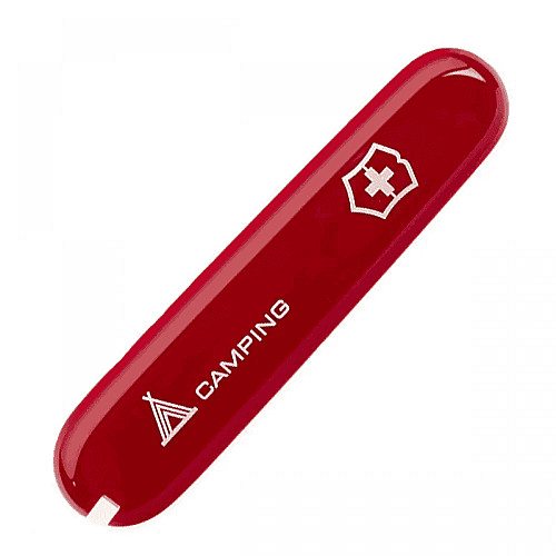 Накладка на нож Victorinox передняя, с логотипом и надписью Camping, 91 мм, красная