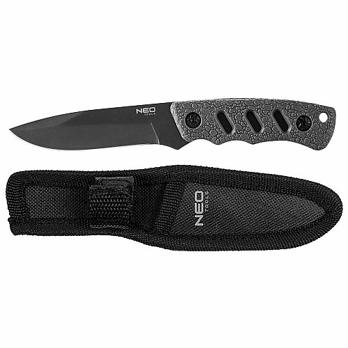 Нож тактический Neo Tools Bushcraft, 165мм, лезвие 94мм, 3Cr13, рукоятка TPR, нейлоновый чехол