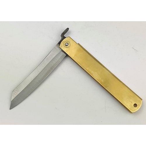Нож складной Higonokami 120 mm, Aogami сталь, рукоятка - латунь, Honmamon (1115373)