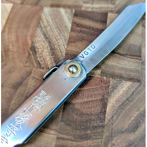 Нож складной Higonokami 100 mm, VG10 сталь, рукоятка - нержавеющая сталь, HONMAMON (1117351)
