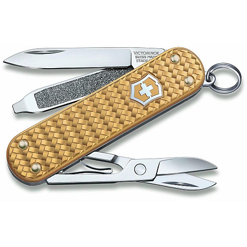 Нож Victorinox Classic SD Precious Alox Brass Gold 58мм/5функ/рифл/золотой